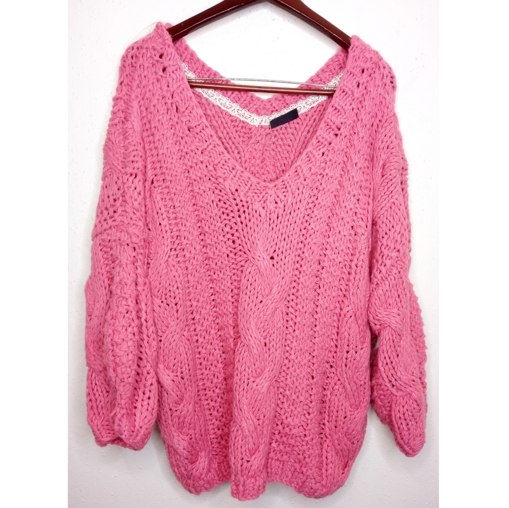 FINAL PRICE: Vici Chunky Cable Knit Balloon Sleeve Sweater